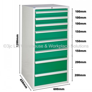 Euroslide Storage Cabinet 8 Drawer 1200mm Type 1